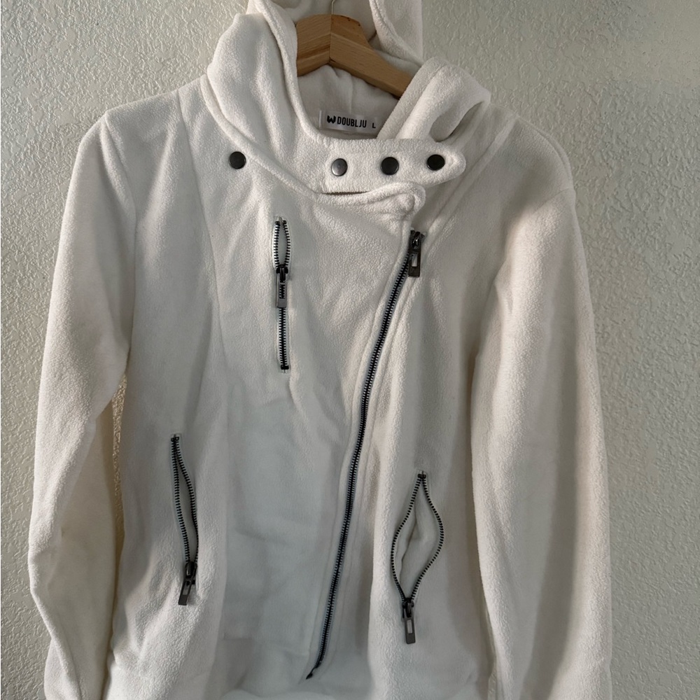 Doublju Off-White Fleece Jacket